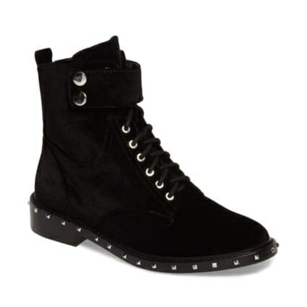 Vince Camuto Talorini Velvet Studded Combat Boots - Picture 2 of 5
